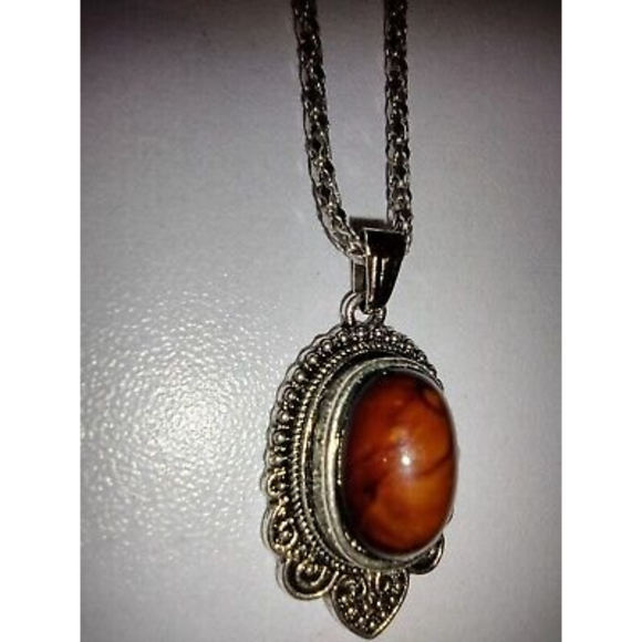 Fashion Necklace- Brownish Vintage Pendant Design, 18 inch chain - Picture 2 of 4